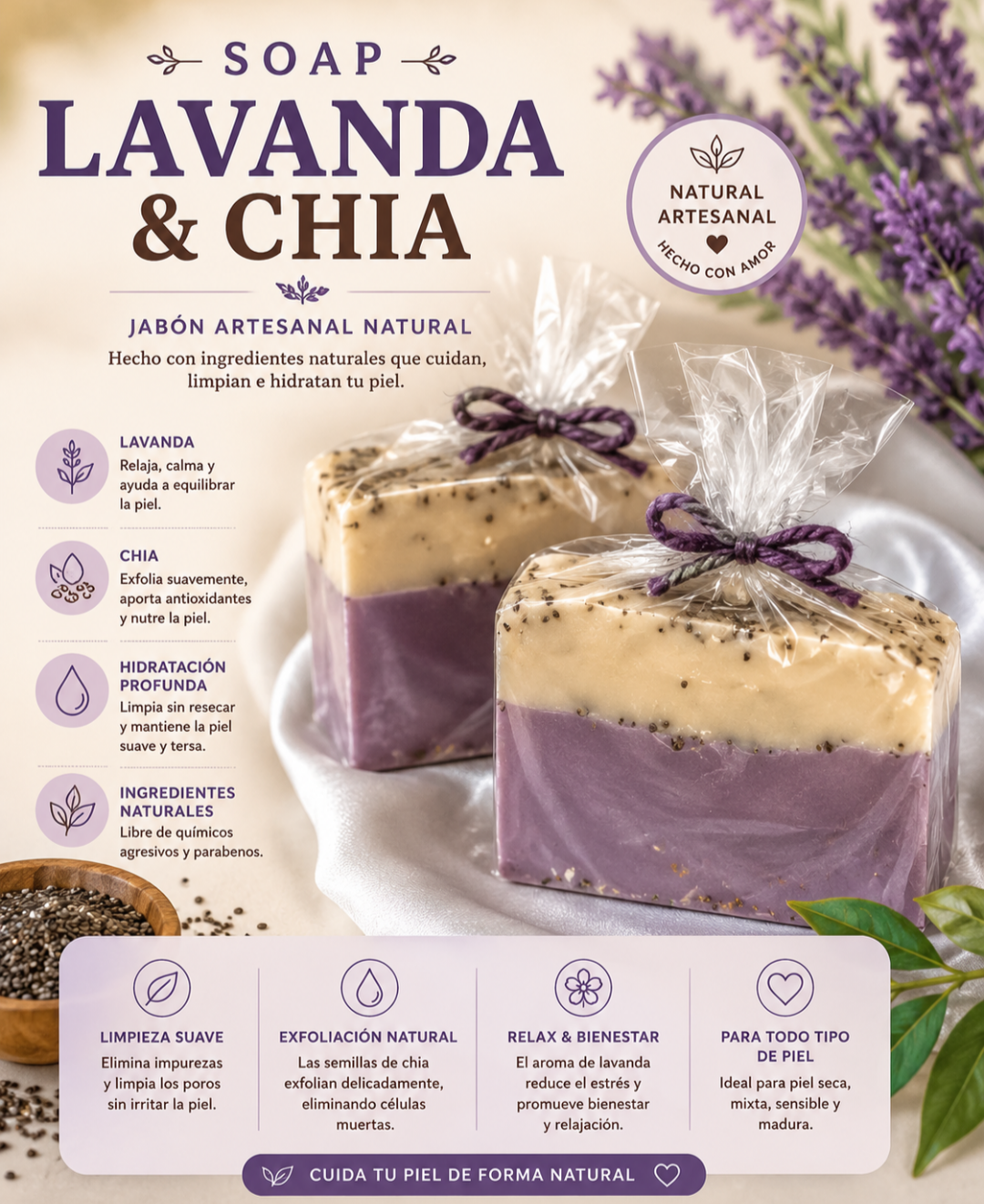 JABON DE LAVANDA Y CHIA