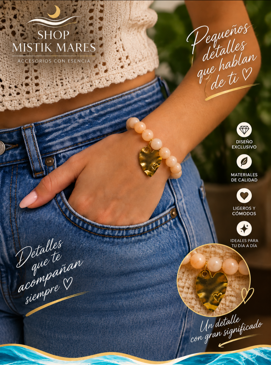 Pulsera Corazon Dorado