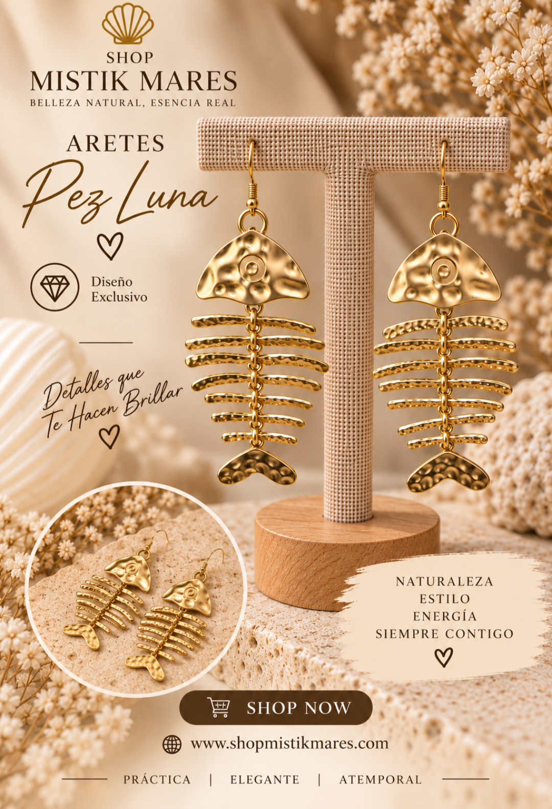 ARETES PEZ LUNA